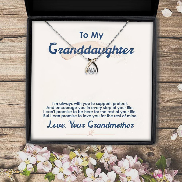 To My Granddaughter I'm Always With You To Support Wishbone Dancing Necklace