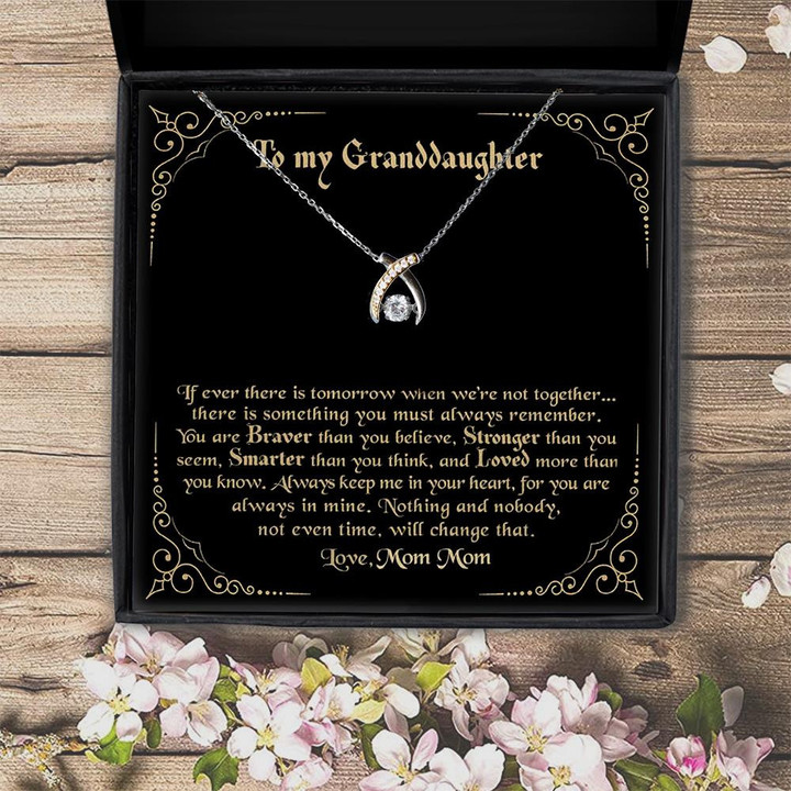 To My Granddaughter Always Keep Me In Your Heart Wishbone Dancing Necklace