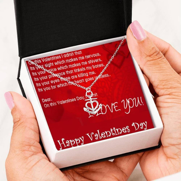 Happy Valentines Day It's You For Which My Heart Goes Restless Anchor Necklace Gift For Wife