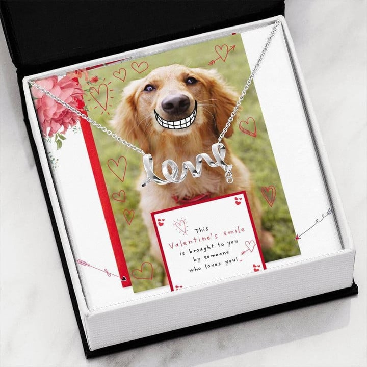 This Valentine's Day Smile Is Bought To You Scripted Love Necklace Gift For Girlfriend Who Loves Dog