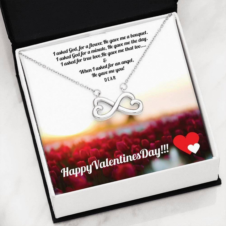 Happy Valentine's Day Infinity Heart Necklace Gift For Wife He Gave Me You