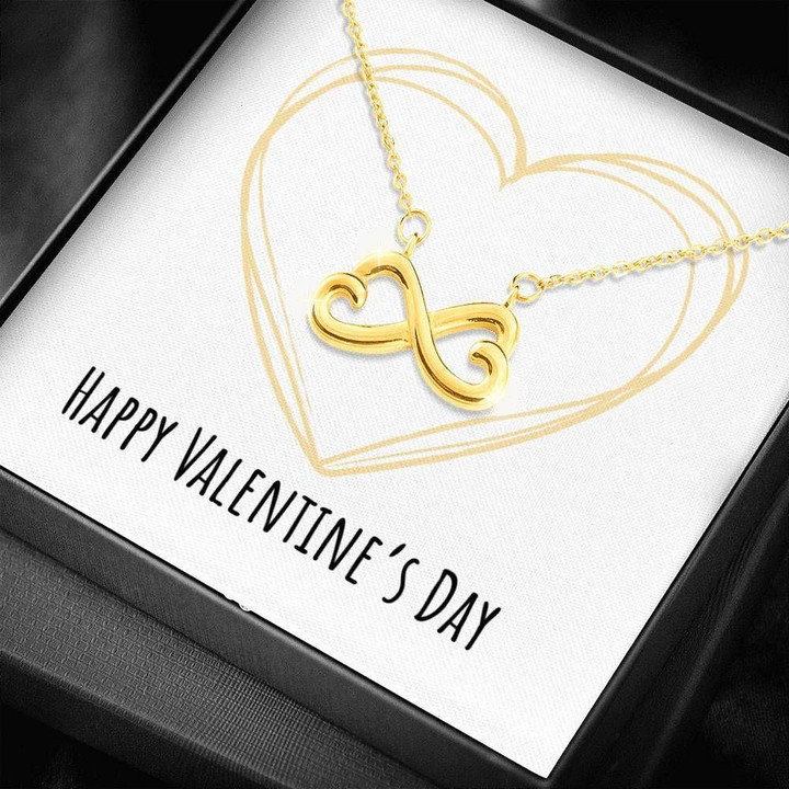 Happy Valentine Day Yellow Heart Infinity Heart Necklace Gift For Her