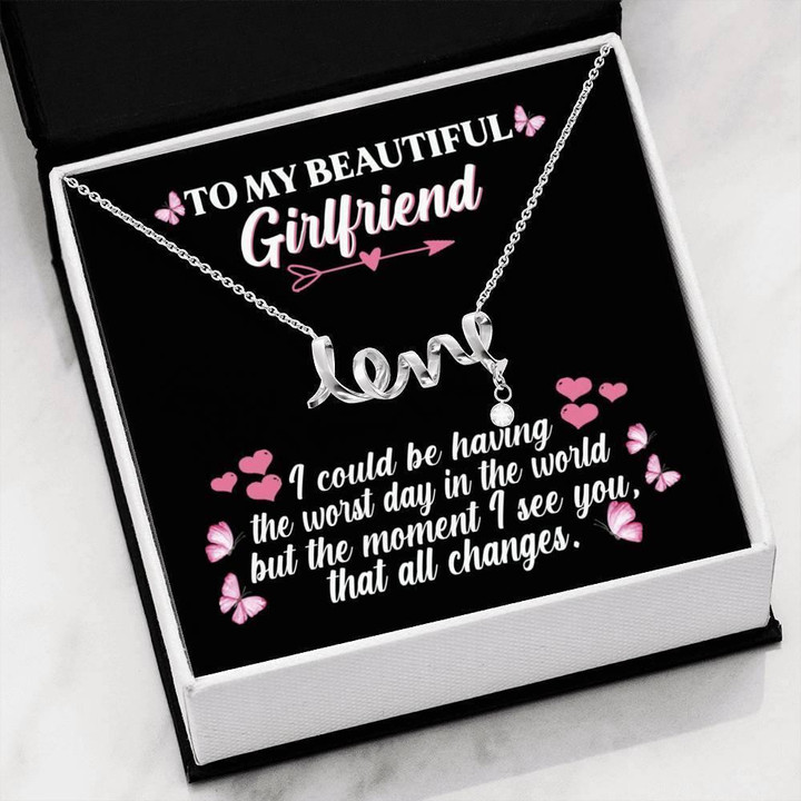 Gift For Girlfriend Scripted Love Necklace The Worst Day In The World