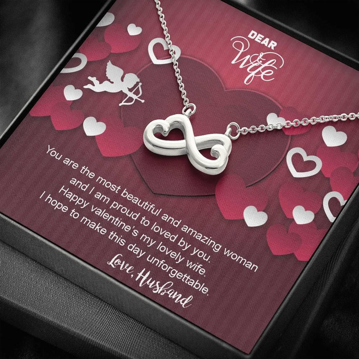 Valentines Day Gift For Wife Infinity Heart Necklace I Am Proud To Loved By You