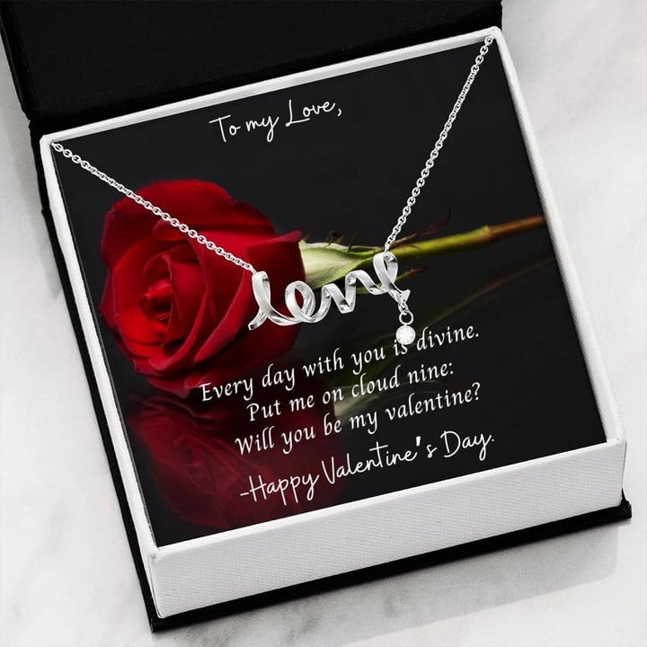 Valentine Gift For Her Every Day With You Is Divine Scripted Love Necklace
