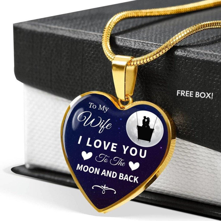 Gift For Wife Heart Pendant Necklace I Love You To The Moon And Back