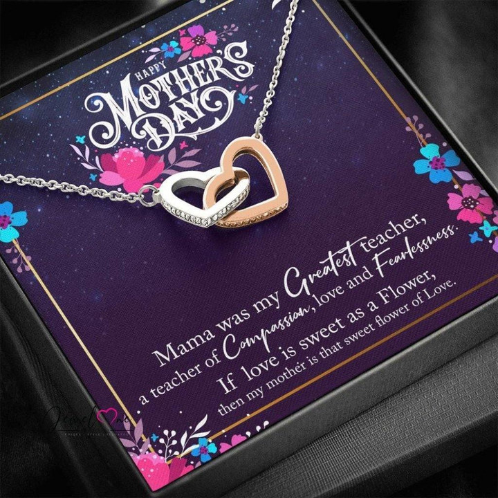 Interlocking Hearts Necklace Gift For Mom My Greatest Teacher Happy Mother's Day
