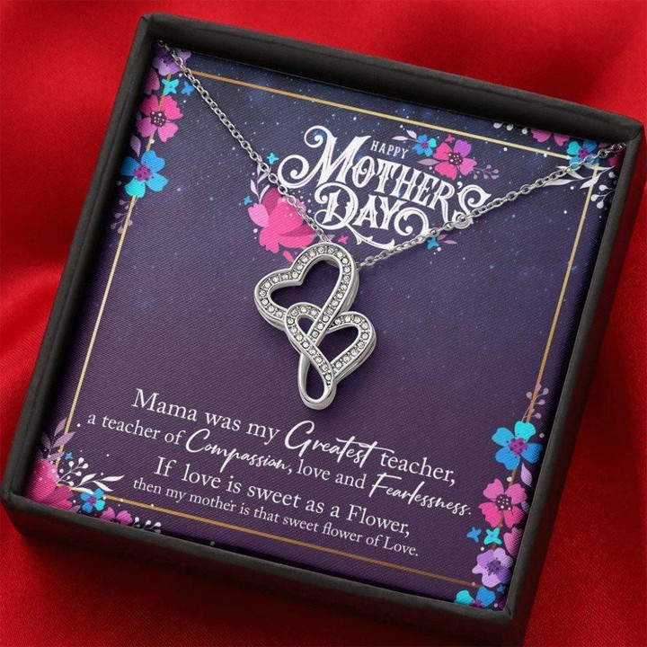 Mother's Day Gift For Mom My Greatest Teacher Double Hearts Necklace