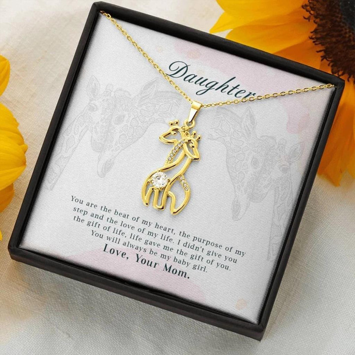Gift For Daughter You Are The Beat Of My Heart Giraffe Couple Necklace
