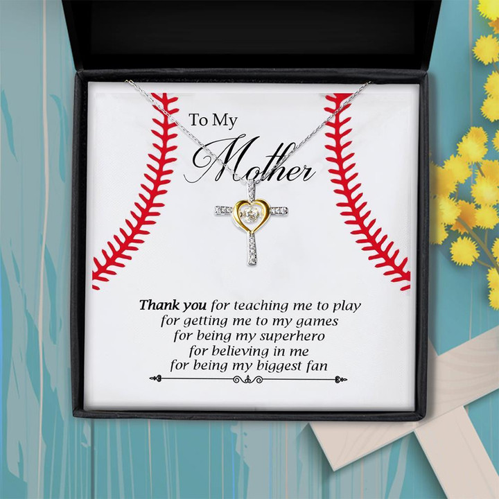 Gift For Baseball Mom Thank You For Teaching Me To Play Gift For Mom Cross Dancing Necklace