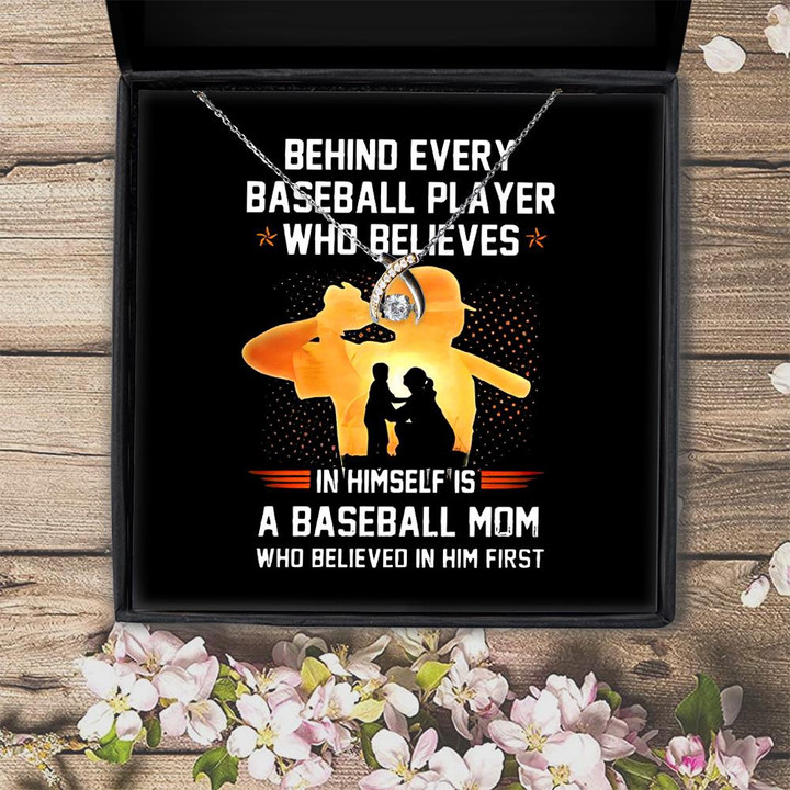 Wishbone Dancing Necklace Baseball Mom Behind Every Baseball Player Who Believes Gift For Mom