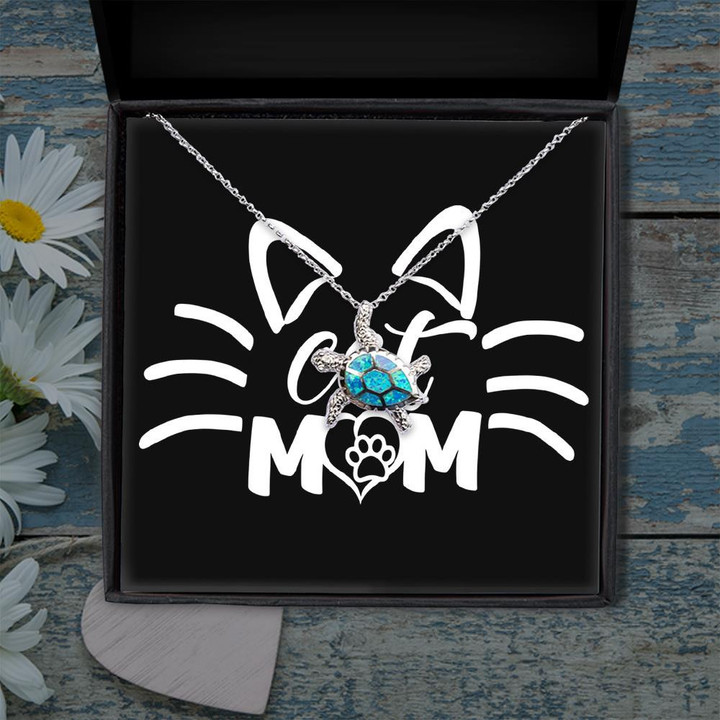 Turtle Necklace Cat Mom Words About Mom Heart Gift For Mom