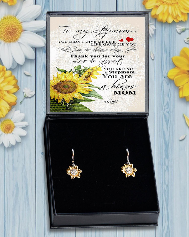Sunflower Earrings Stepmom Thank You For Your Love And Support Gift For Mom