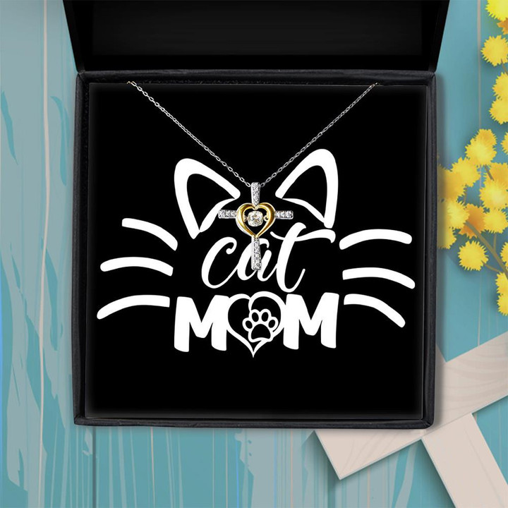 Cross Dancing Necklace Cat Mom Words About Mom Heart Gift For Mom