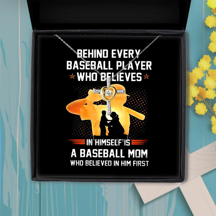 Cross Dancing Necklace Baseball Mom Behind Every Baseball Player Who Believes Gift For Mom
