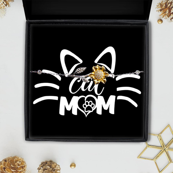 Sunflower Bracelet Cat Mom Words About Mom Heart Gift For Mom