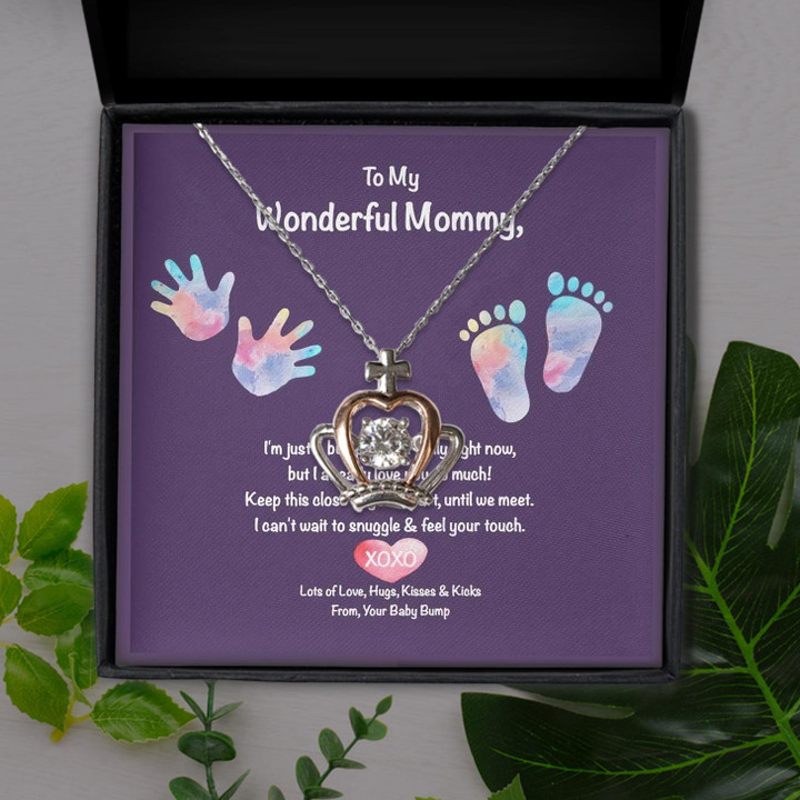 To My Wonderful Mommy I Already Love You So Much Gift For Mom Crown Pendant Necklace