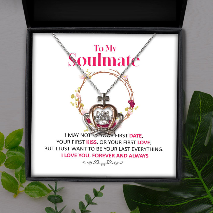 Soulmate I Love You Forever Gift For Her Crown Pendant Necklace