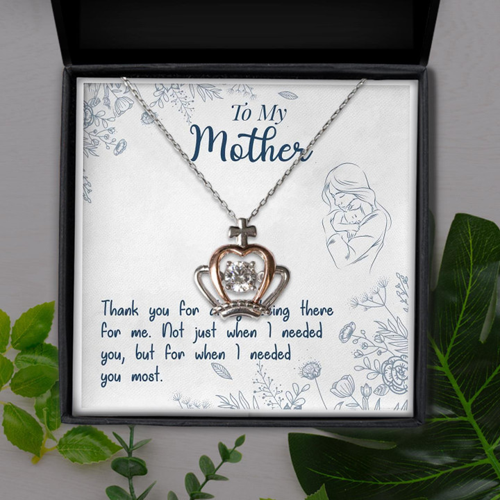 To My Mother Thanks For Always Being There For Me Gift For Mom Crown Pendant Necklace
