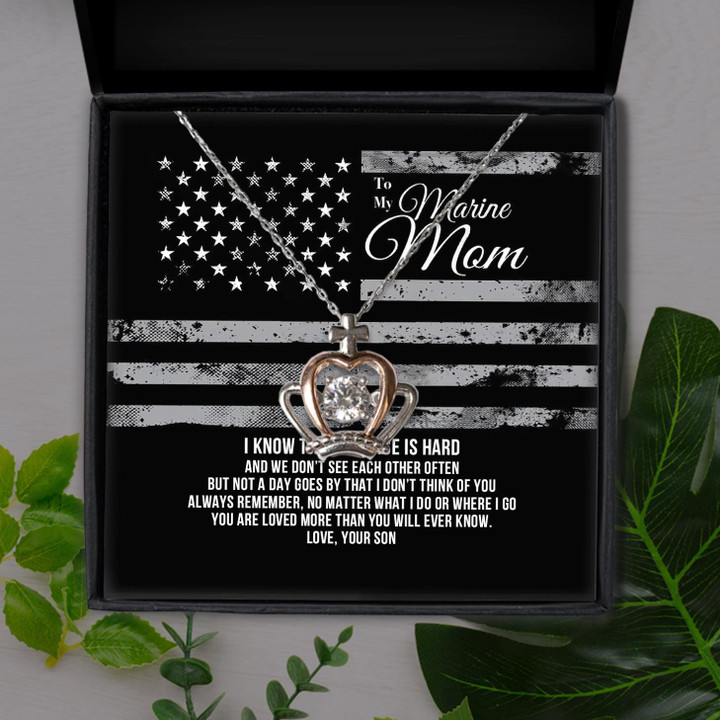To My Marine Mom You Are Loved More Than You Will Ever Know Gift For Mom Crown Pendant Necklace