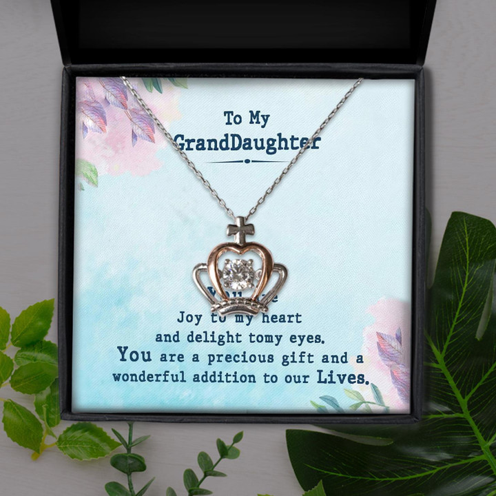To My Granddaughter You Are Joy To My Heart Gift For Granddaughter Crown Pendant Necklace