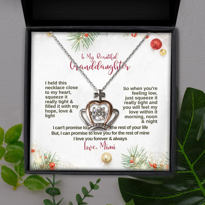 To My Granddaughter Mimi Love You Forever Gift For Granddaughter Crown Pendant Necklace