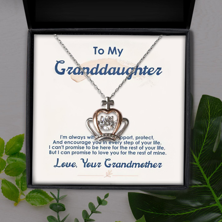 To My Granddaughter I'm Always With You To Support Gift For Granddaughter Crown Pendant Necklace