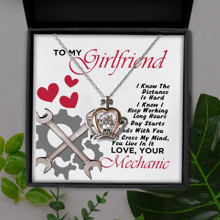 To My Girlfriend You Don't Cross My Mind You Live In It Gift For Girlfriend Crown Pendant Necklace