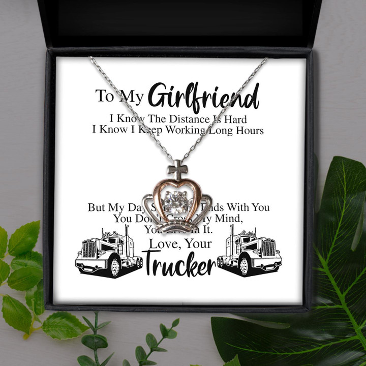 To My Girlfriend I Know The Distance Is Hard Gift For Girlfriend Crown Pendant Necklace