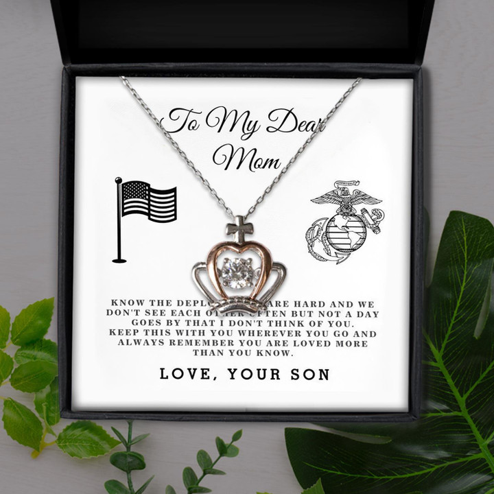 To My Dear Mom You Are Loved More Than You Know Gift For Mom Crown Pendant Necklace