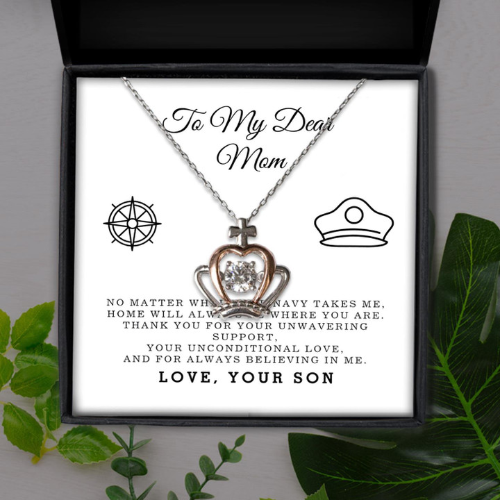 To My Dear Mom Thank You For Your Support Gift For Mom Crown Pendant Necklace