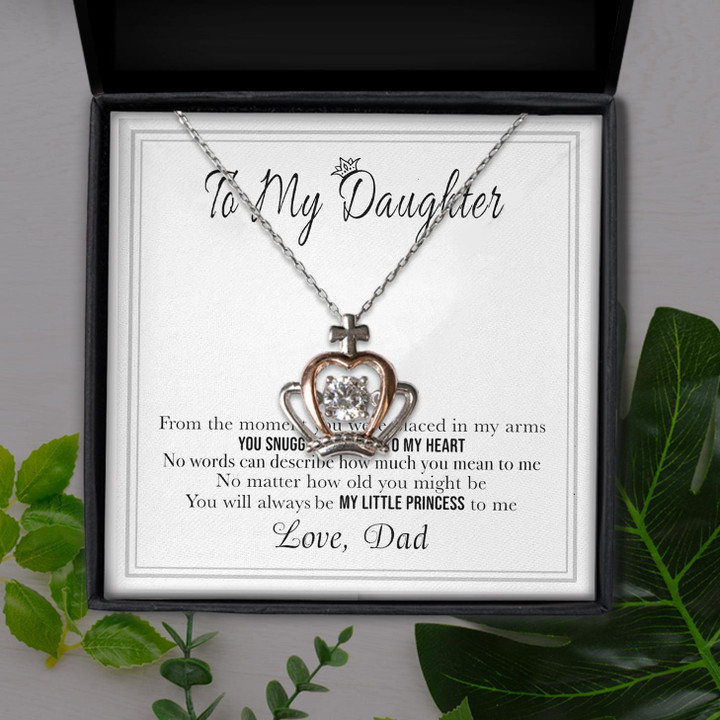 To My Daughter You Snuggled Right Into My Heart Gift For Daughter Crown Pendant Necklace
