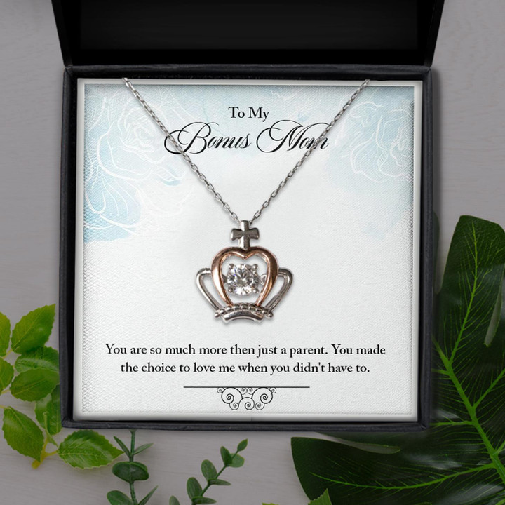 To My Bonus You Are So Much More Than Just A Parent Gift For Mom Crown Pendant Necklace