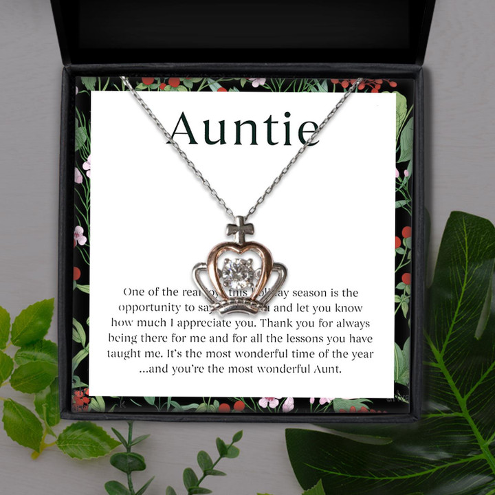 To My Auntie You Are The Most Wonderful Aunt Gift For Aunt Crown Pendant Necklace