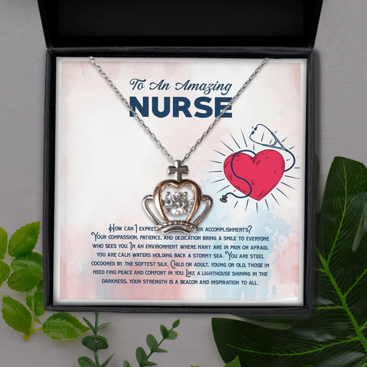 To An Amazing Nurse Wife I Love You Gift For Wife Crown Pendant Necklace