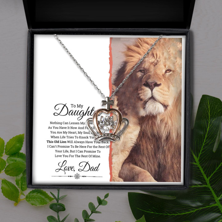 This Old Lion Has Your Back Gift For Daughter Crown Pendant Necklace