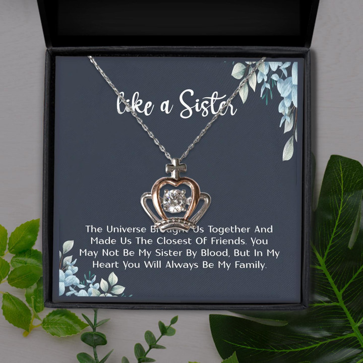 The Universe Brought Us Together Gift For Sister Crown Pendant Necklace