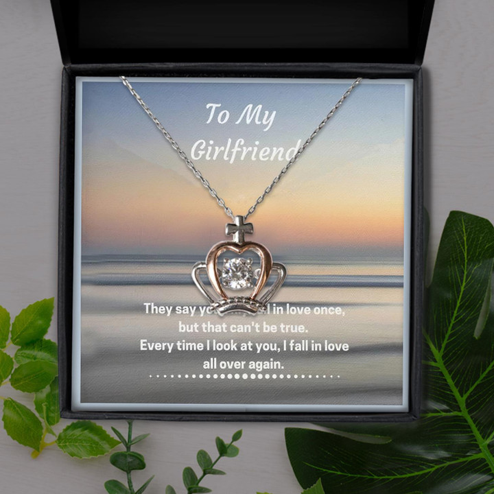 The Perfect Gift For Girlfriend Love You Crown Pendant Necklace