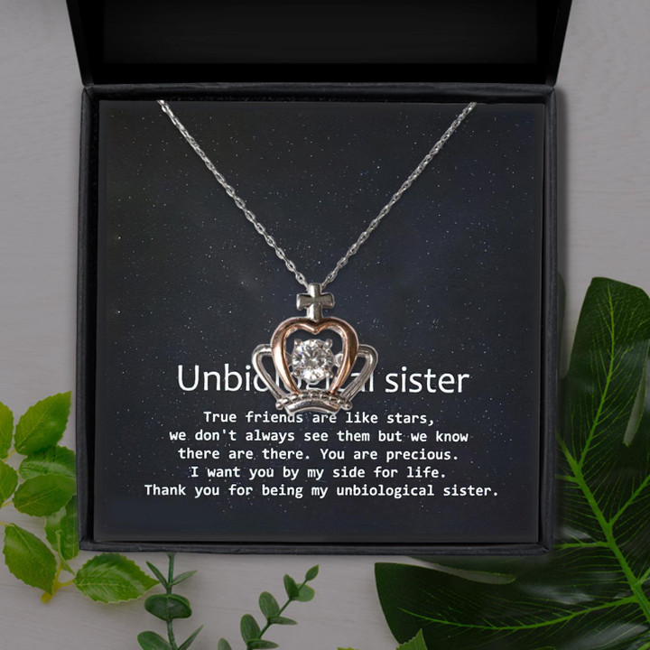 Thanks For Unbiological Sister Gift For Sister Crown Pendant Necklace