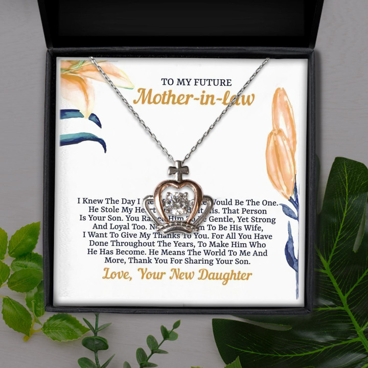 Thanks For Sharing Your Son To My Future Mother In Law Gift For Mom Crown Pendant Necklace