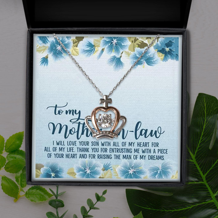 Thanks For Entrusting Me To My Mother In Law Gift For Mom Crown Pendant Necklace