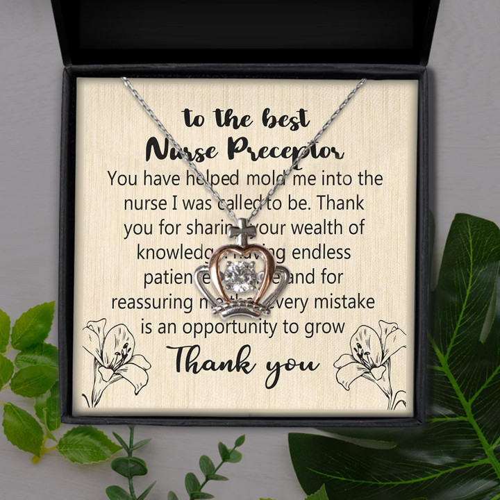 Thank You To The Best Nurse Preceptor Gift For Her Crown Pendant Necklace