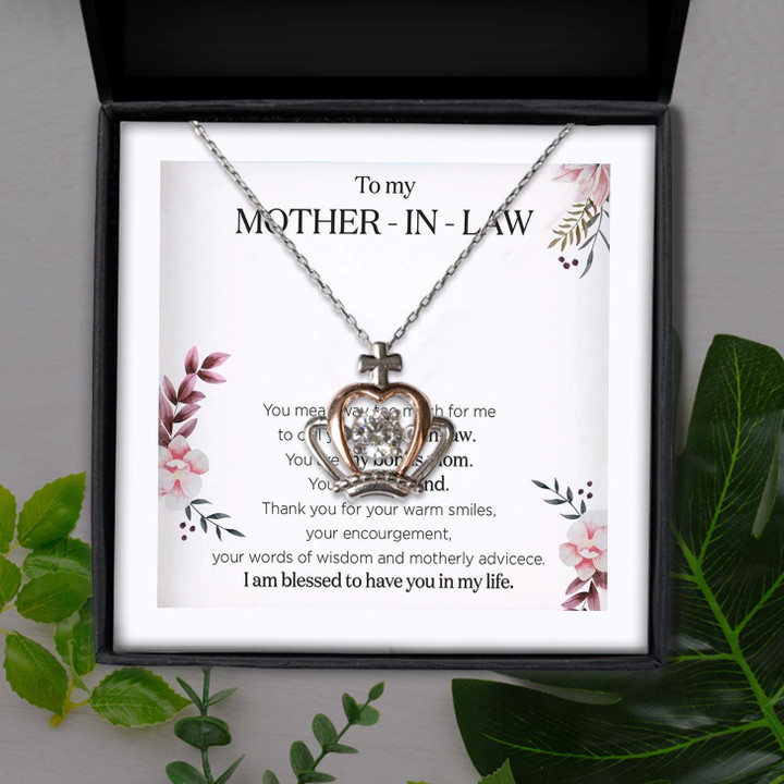 Thank You For Your Warm Smiles To My Mother In Law Gift For Mom Crown Pendant Necklace