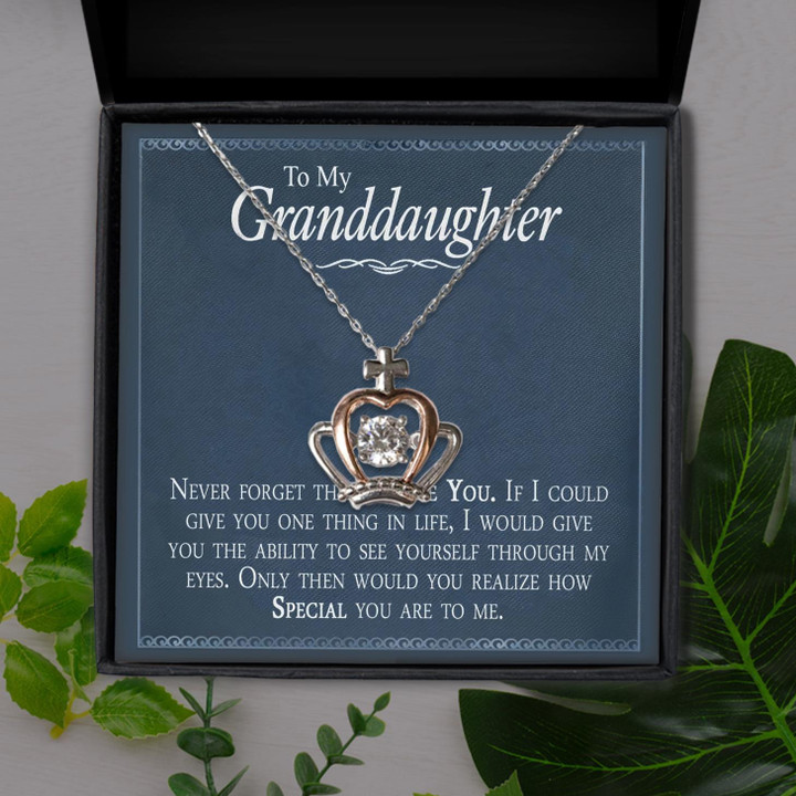 Special Gift For Granddaughter I Love You Crown Pendant Necklace