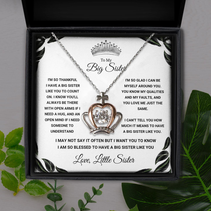 So Blessed To Have A Big Sister Like You Gift For Sister Crown Pendant Necklace