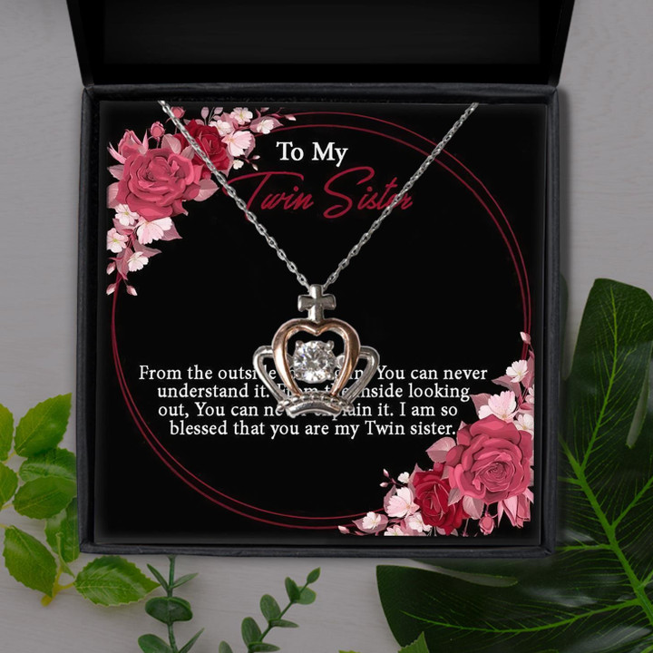 So Blessed That You're My Twin Sister Gift For Sister Crown Pendant Necklace