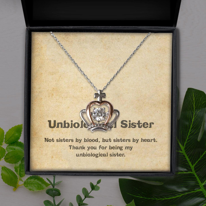 Sister By Heart For Unbiological Sister Gift For Sister Crown Pendant Necklace