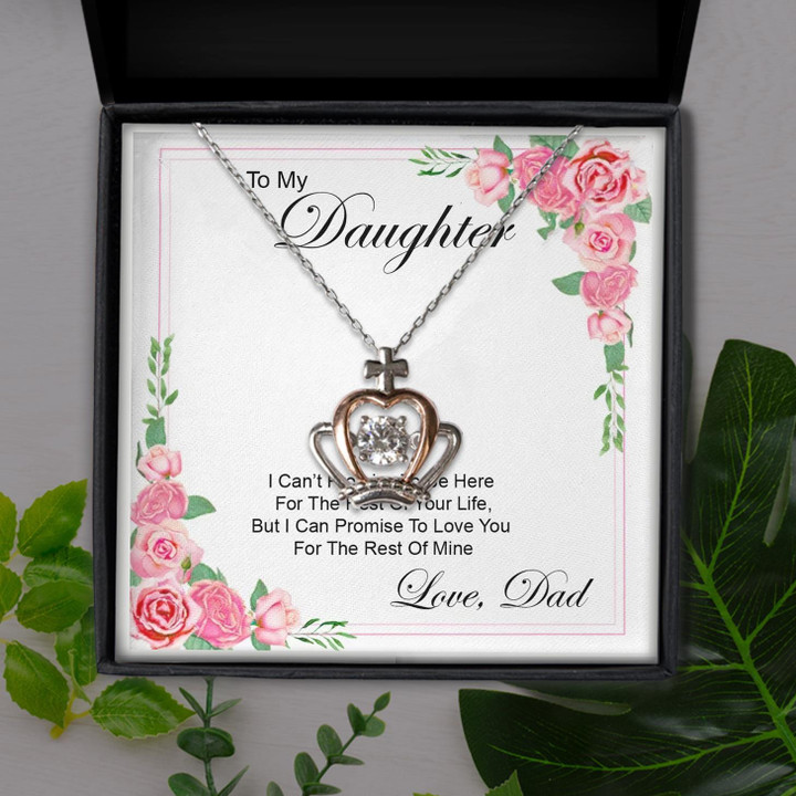Pink Rose The Rest Of Mine Dad Gift For Daughter Crown Pendant Necklace