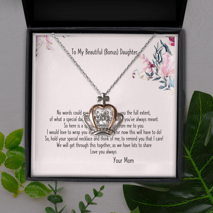No World Could Ever Tell You To Bonus Daughter Gift For Daughter Crown Pendant Necklace