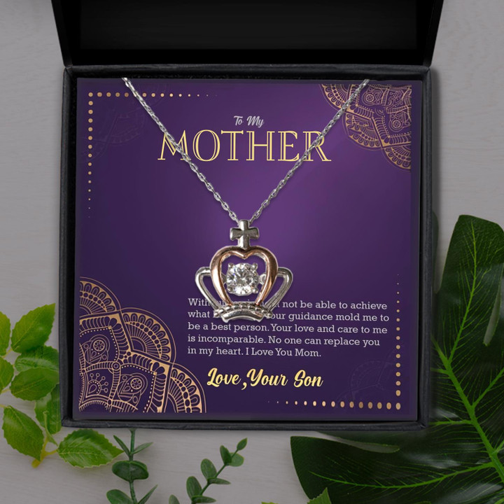 No One Can Replace You In My Heart Gift For Mom Crown Pendant Necklace